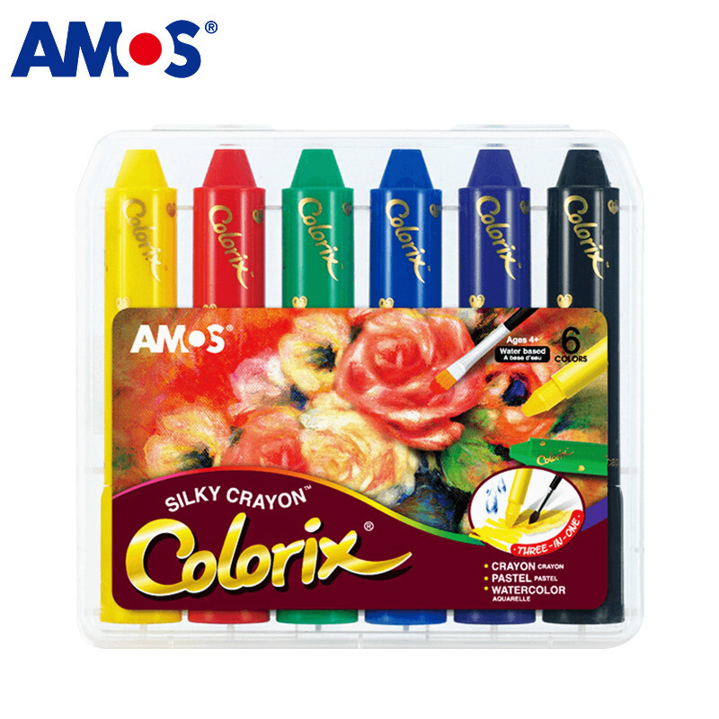 韩国进口 amos 旋转可水洗丝滑蜡笔/粉彩/水彩三合一儿童绘画工具